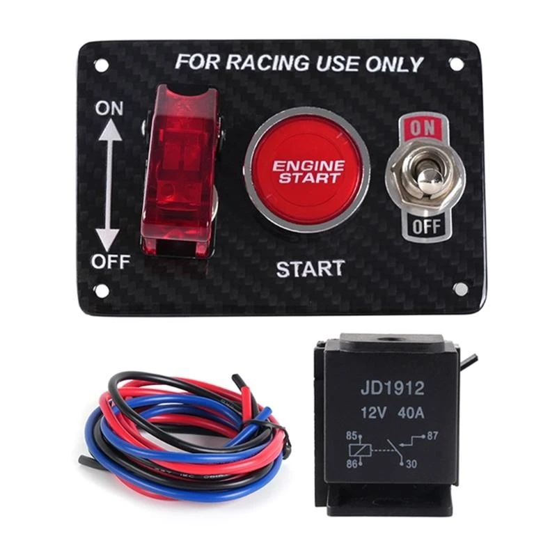 

652F Ignition Starter Control Panel with LED & Wiring, Engine Push Button Start for Vehicles Auto Truck Boat Motorhomes Boats