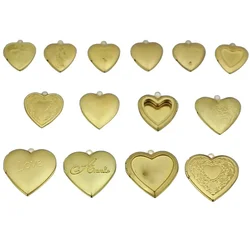 BoYuTe (50 Pieces/Lot) Metal Brass Heart Shaped Photo Locket Pendant Can Open Diy Jewelry Accessories Wholesale