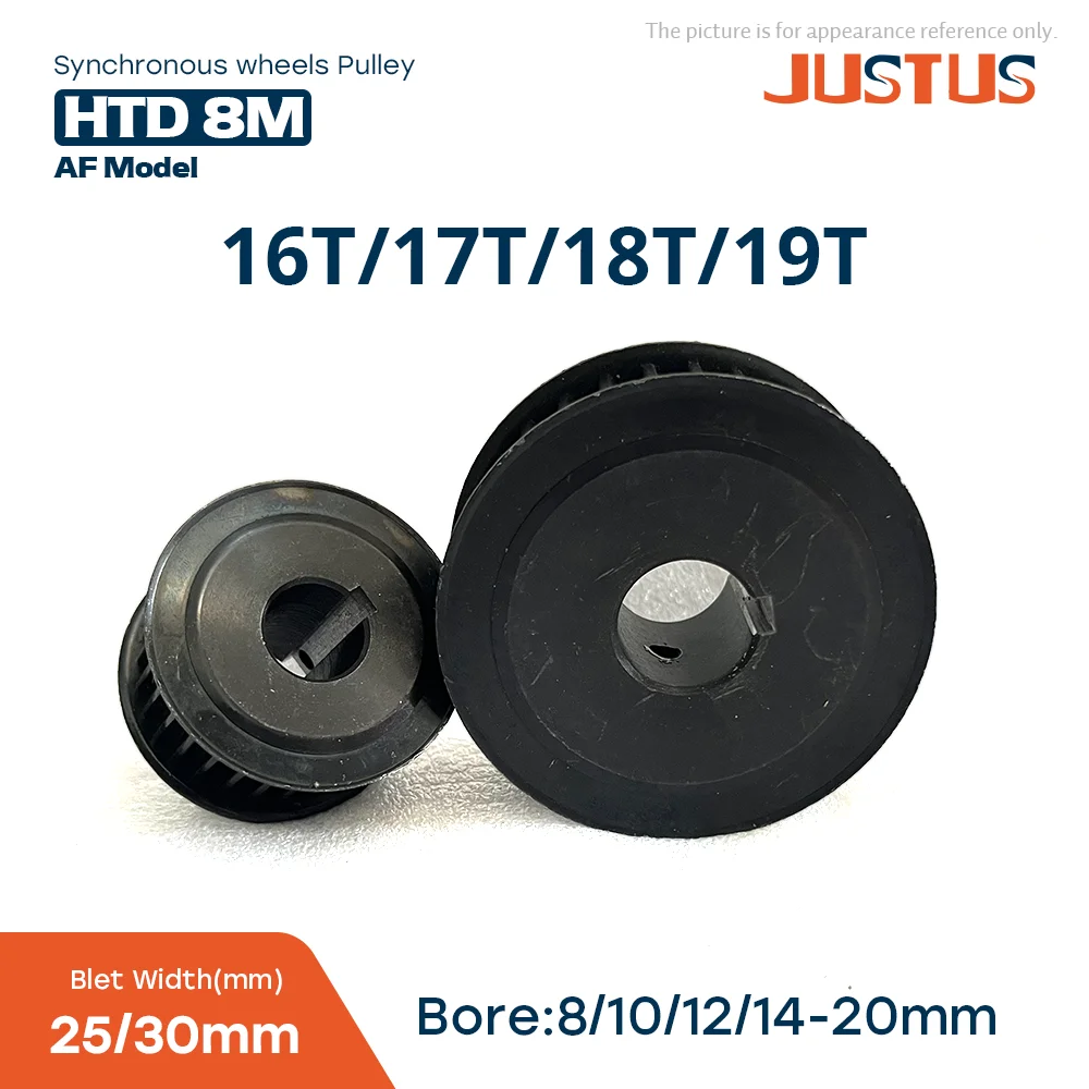 16T/17T/18T/19 Teeth HTD 8M Black Steel Synchronous Wheels Pitch 8mm Bore 8-20mm Slot Width 27/32mm for Belt Width 25/30mm