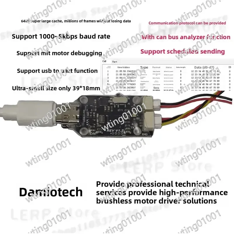 for Damiao USB to CAN Bus Adapter MIT Motor Debugger Communication Module Analyzer Tool