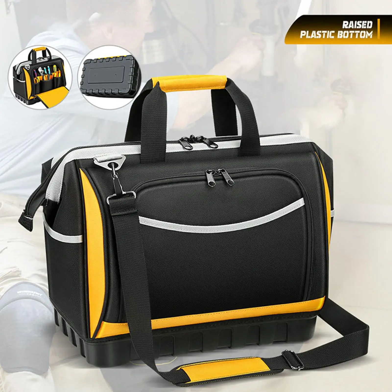 Borsa per attrezzi Caddy per elettricista multitasche con base rigida impermeabile Borsa per dettagli per riparazioni domestiche Borsa per garage