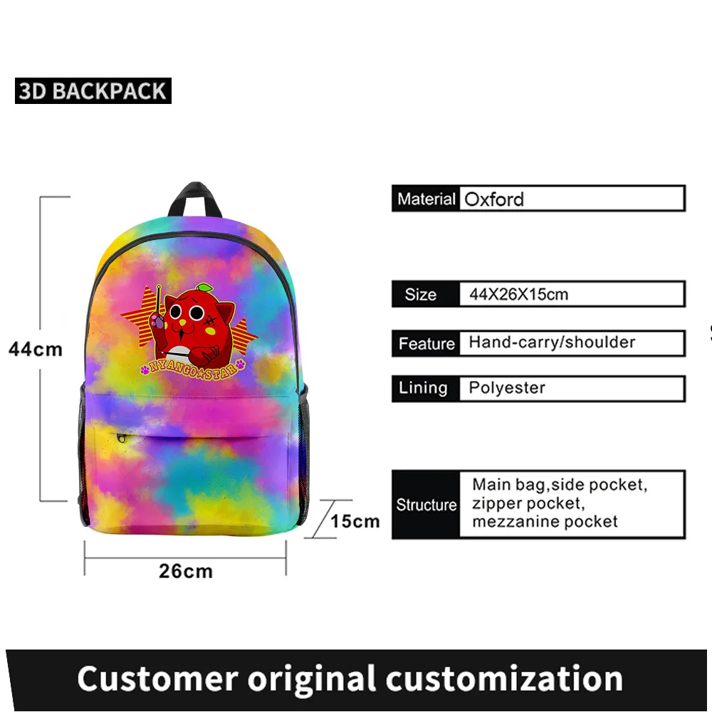 Nyango Star Harajuku New Backpack Unisex Adult Kids Bags Casual Daypack Backpack Boy School Cute Anime Bag