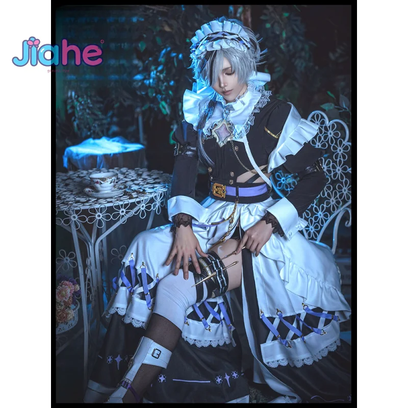 Juego Nu: disfraz de Cosplay de hoja de Carnaval, disfraz de Halloween, Carnaval, dulce vestido de sirvienta, accesorios, conjunto de accesorios, uniforme de hoja Lolita para hombre y mujer