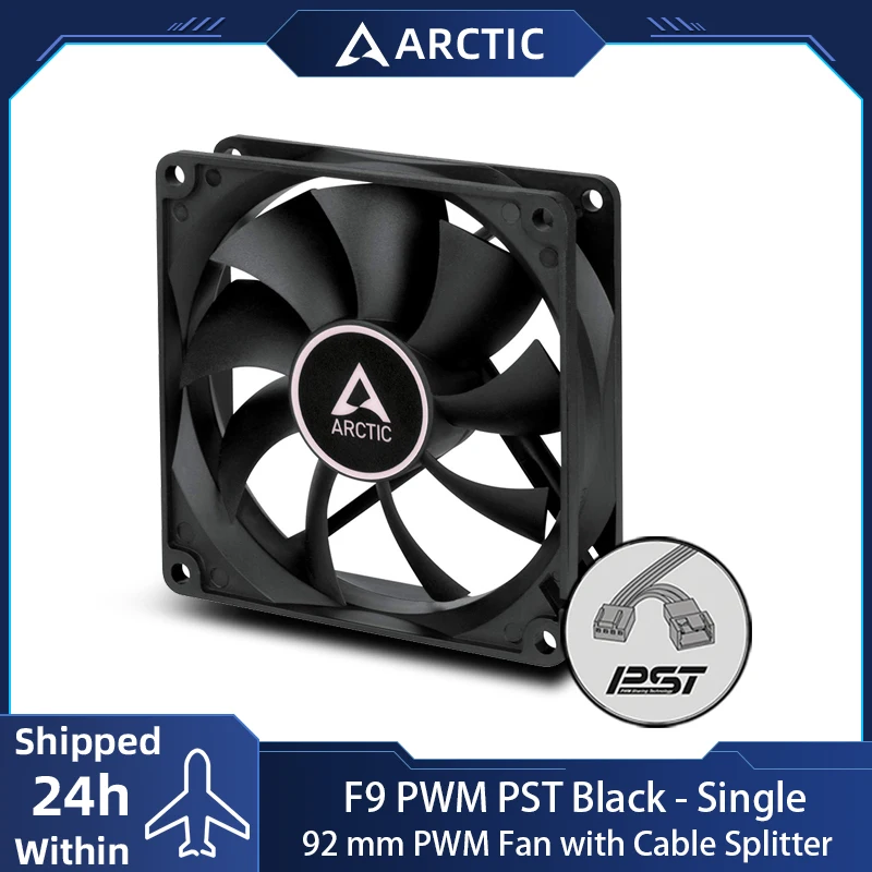 ARCTIC F9 PWM PST - 92 mm PWM PST Case Fan with PWM Sharing Technology (PST), Very Quiet Motor,  Fan Speed: 150-1800 RPM - Black