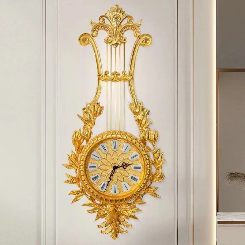 

European Gold-Plated Copper Crystal Wall Clock Home Stereo Wall Clock, Silent Family Hotel Wall Clock