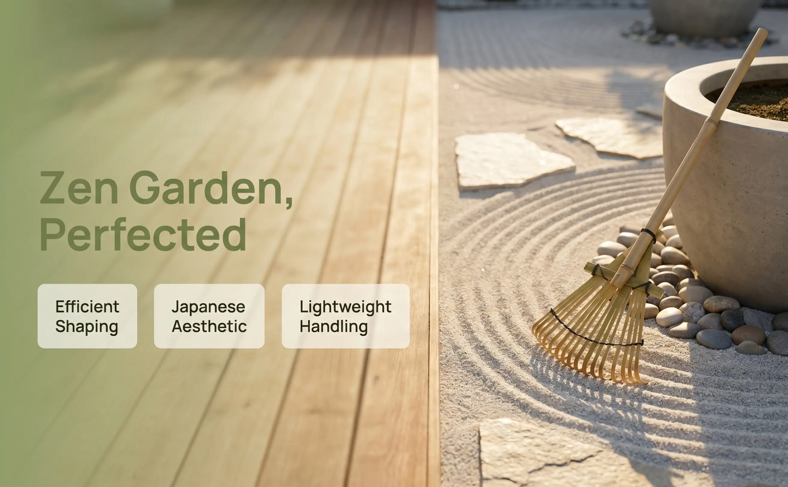 Sand Pattern Rake Bamboo Handle Japanese Style Garden Rake for Zen Gardens Sandboxes Courtyards Loosening Small Hand