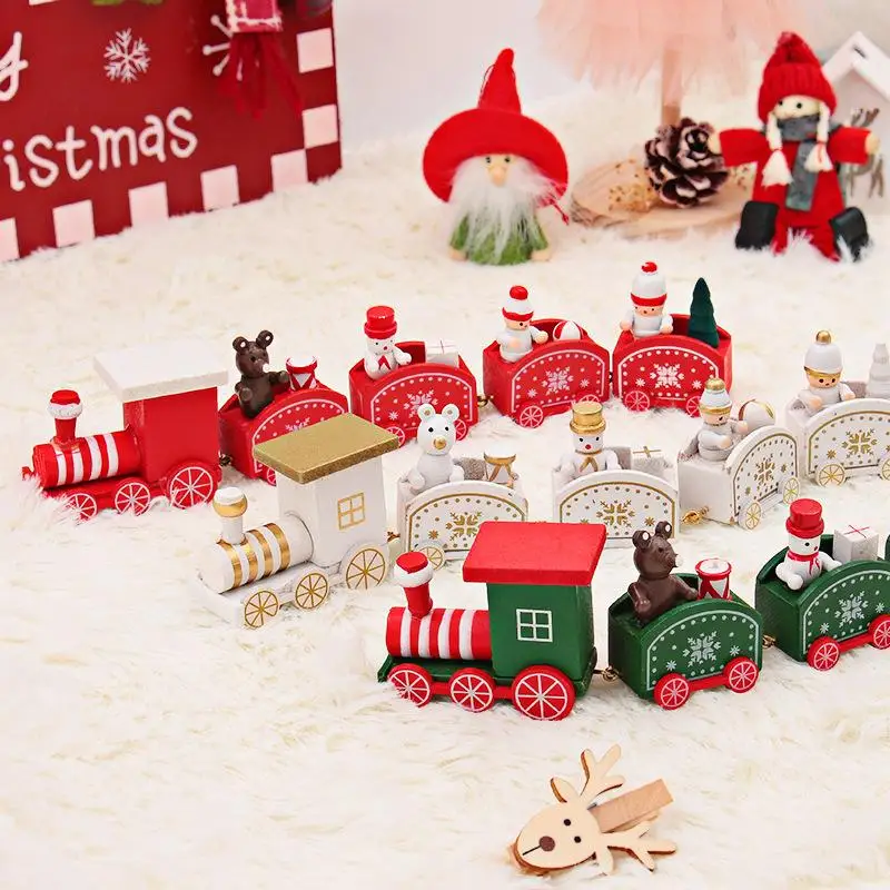 Newest Wooden Train Christmas Ornament Merry Christmas Decoration For Home Xmas Gifts Noel Natal Navidad New Year 2023