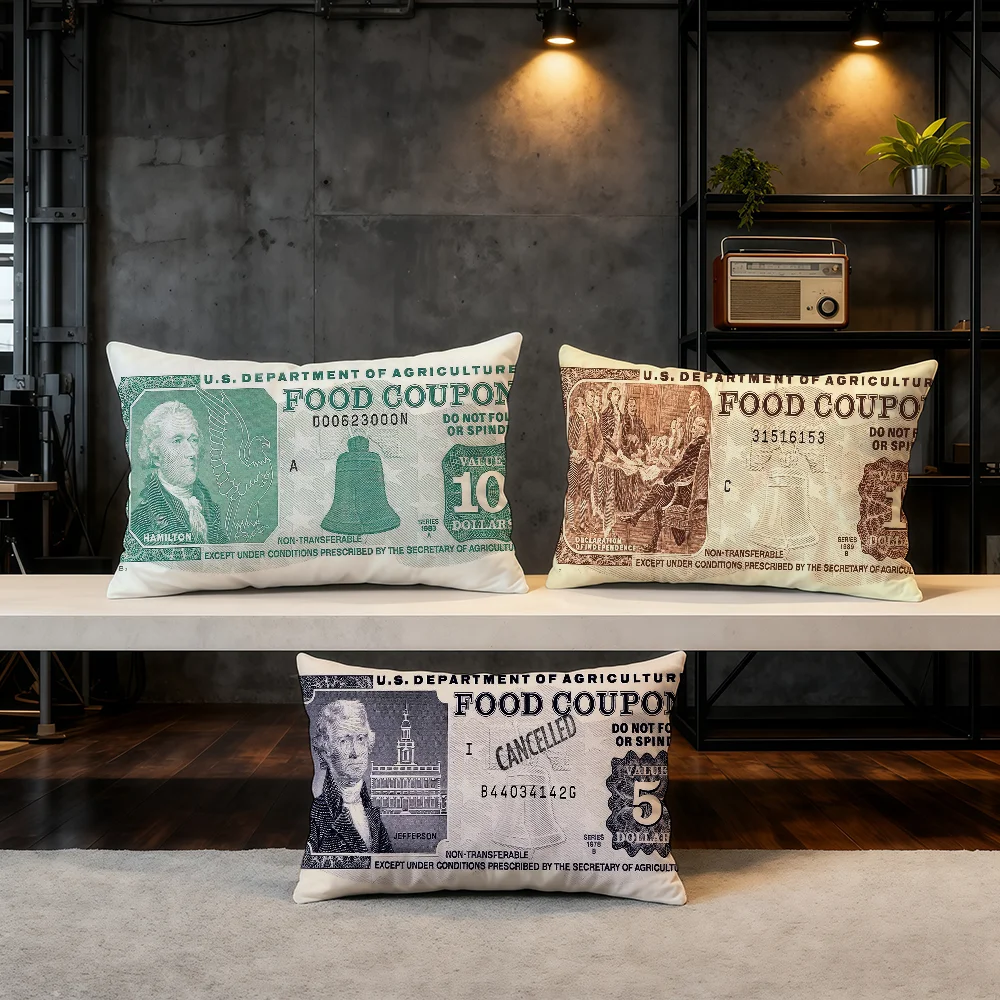 America Food Coupon cushion cover Hit Product Home Sofa living Room Double-sided Soft Decorative Pillow Cover