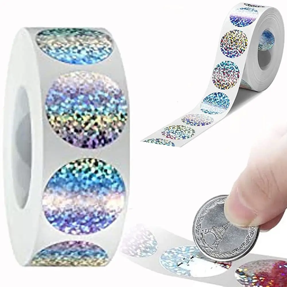 Scratch Off Stickers Round Laser Hologram Dots Self-Adhesive DIY Lottery Ticket Coating Labels Activity Card Material