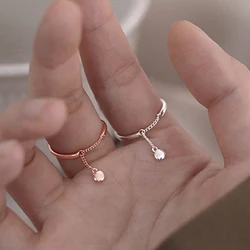 Korean Tassel Beads Pendant Rings Silver Color Simple Chain Beaded Rings for Women Girl Finger Open Ring Jewelry Party