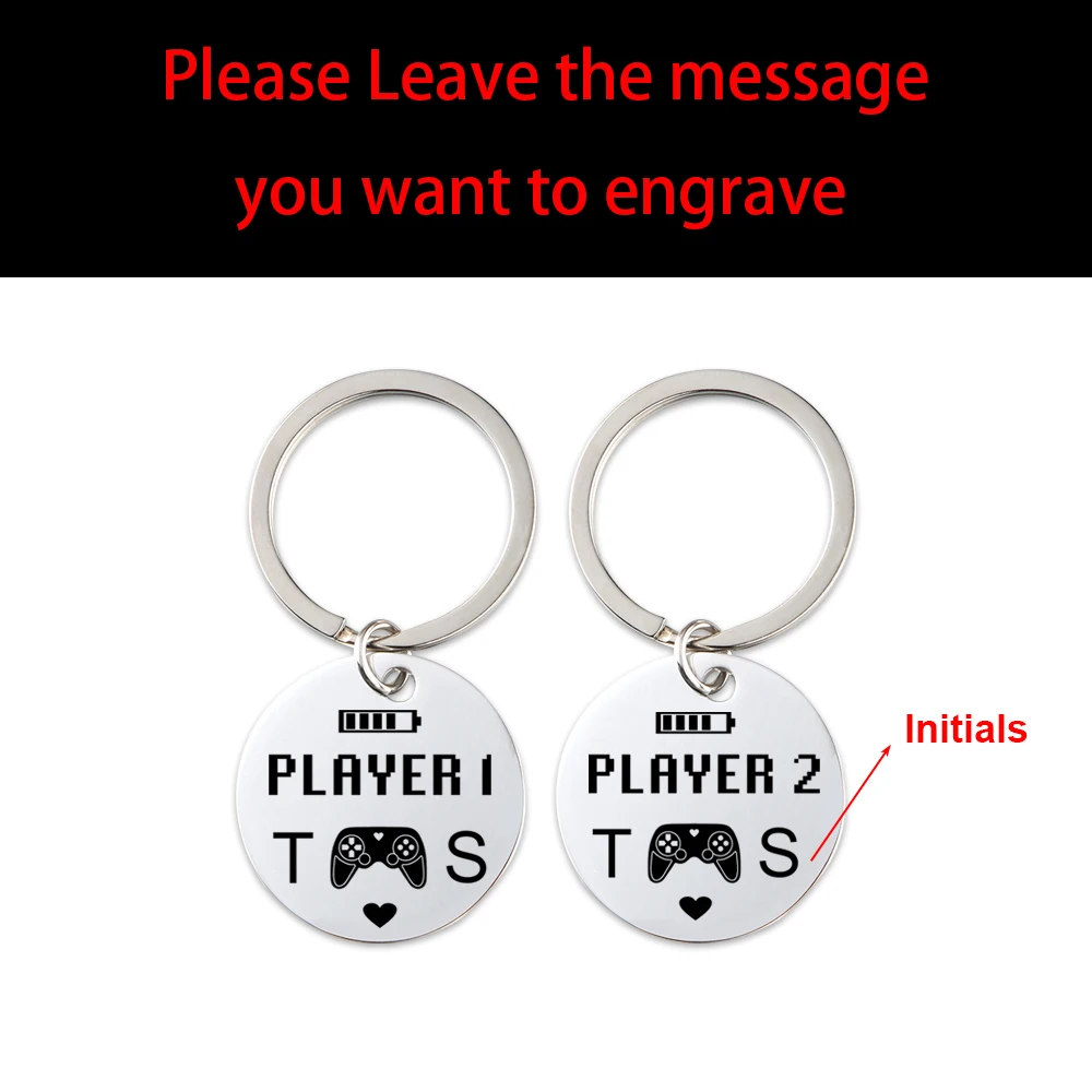 Personalized Initials Game Players Keychain, Anniversary Gift For Men,Matching Couple Keyrings,Girlfriend Boyfriend Gifts