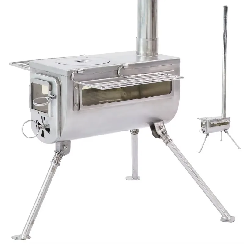 

【Best-selling】Camping Stove Wood Pellet 2-way Foldable Stainless Steel Portable Folding Outdoor Hiking Backpack Cooking Firewood