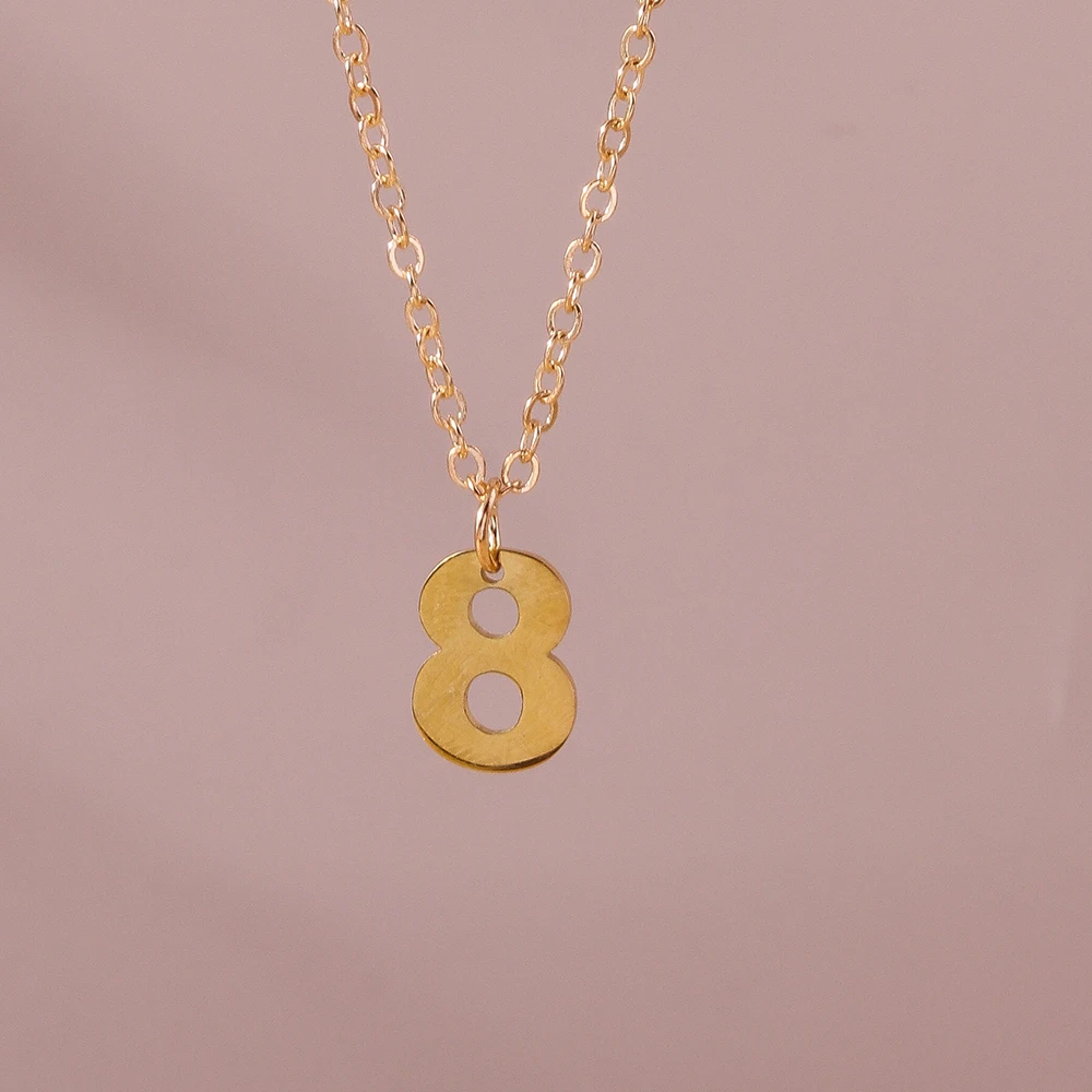 Aihua Mode Glück Initial Nummer 0-9 Anhänger Halskette für Frauen Männer Paar Einfache Arabische Ziffern Halskette Persönlichkeit schmuck – Detail 26