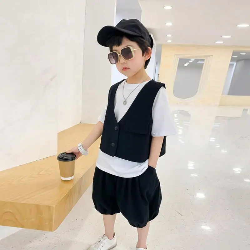 

3 Pieces/Set For Age 3-10 Years Baby Boys Clothing Sets Kids Summer Short Sleeve t-shirt +Short Pants Active Casual Boys Suits