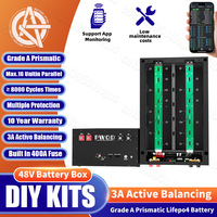 48V Kits Box LiFePO4 Battery Case Easy to Install 3A Active Balancing Built-in 400A Fuse Smart BMS Stack-Mounted For 280AH-360AH