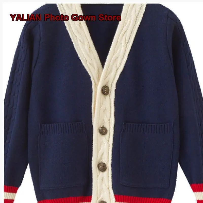 Outerwear Students School Uniform Spring Autumn British College Style Class Uniform Knit Elementary School Cotton