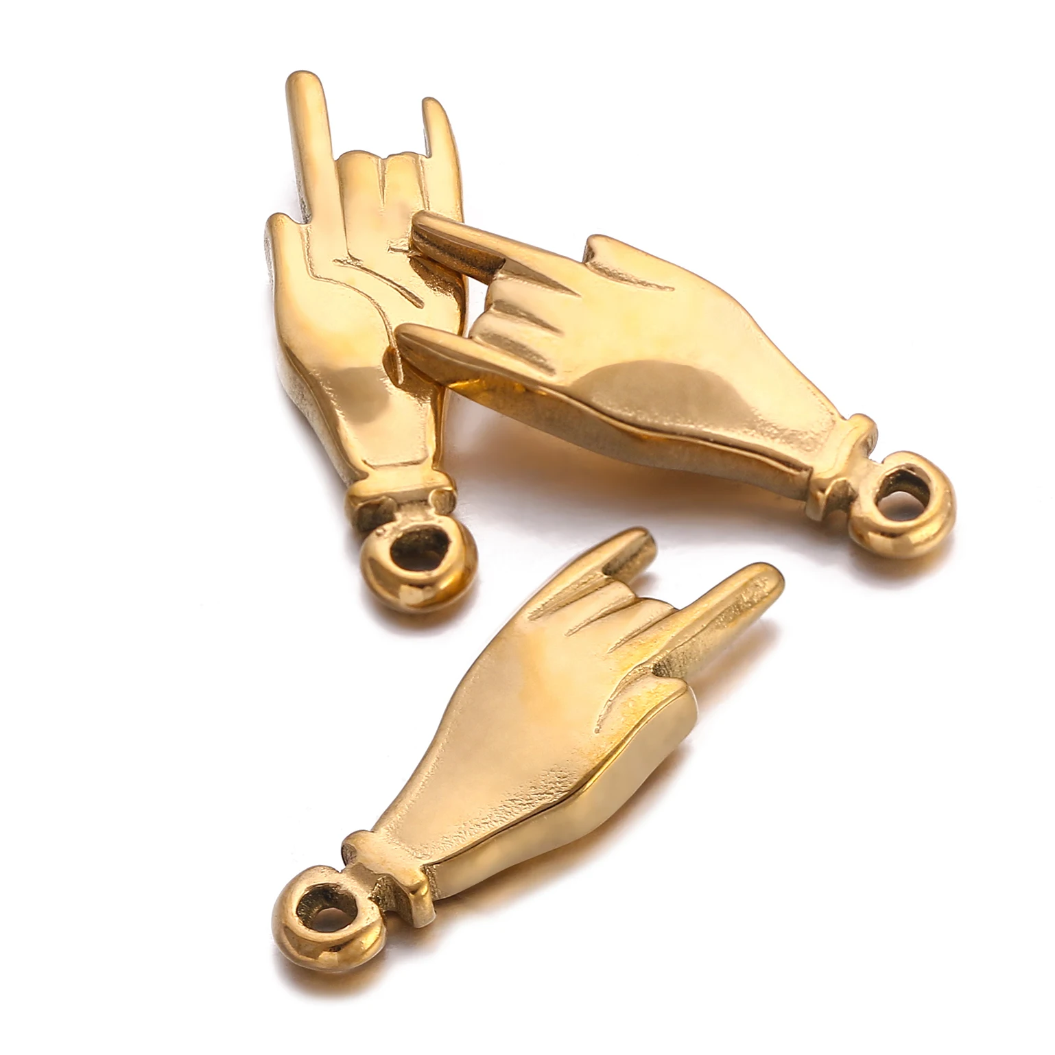 DOOYIO Love Hand Pendant Stainless Steel Hip-Hop Gesture Charms 3pcs/Lot Naszyjnik Bransoletka Kolczyk Biżuteria Akcesoria do tworzenia biżuterii