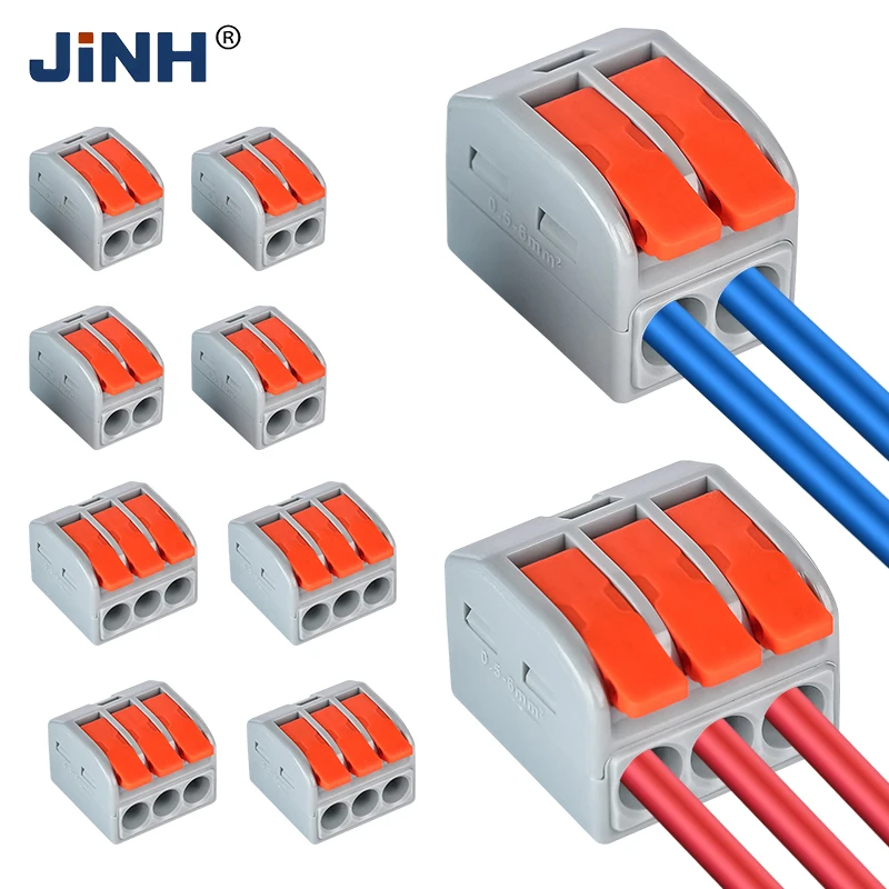 JINH 5-50Pcs CMK46 Quick Clip On Wire Terminal Block 2/3 Port Cable Connector for Household Lighting Wiring 0.5-6mm ²/28-11AWG
