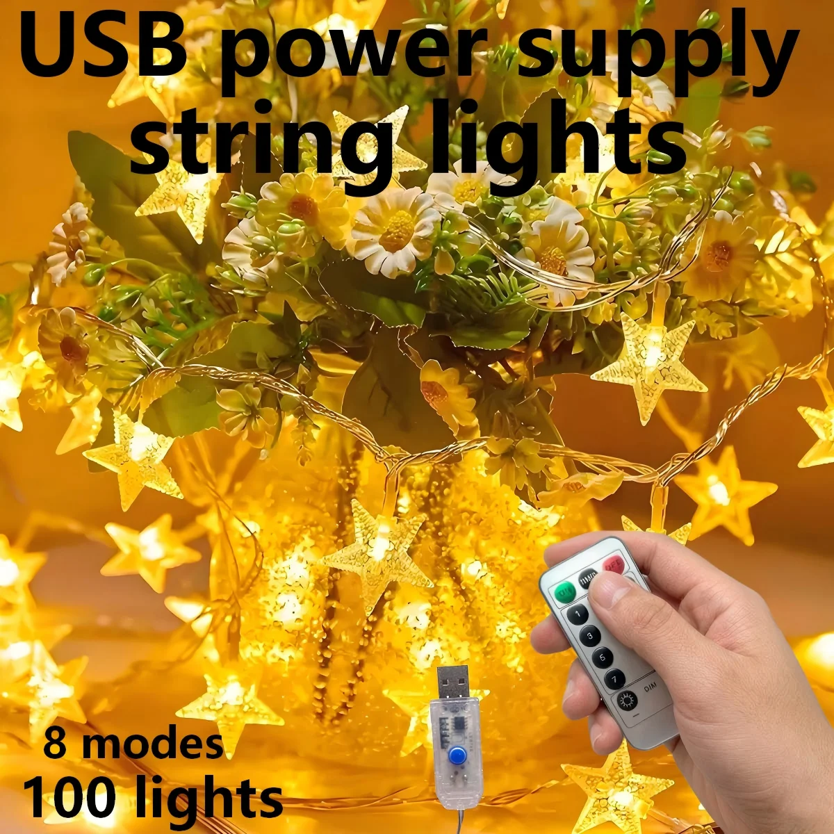 Festival Decorative Lights, Star Light String (USB Powered) 100 Lights