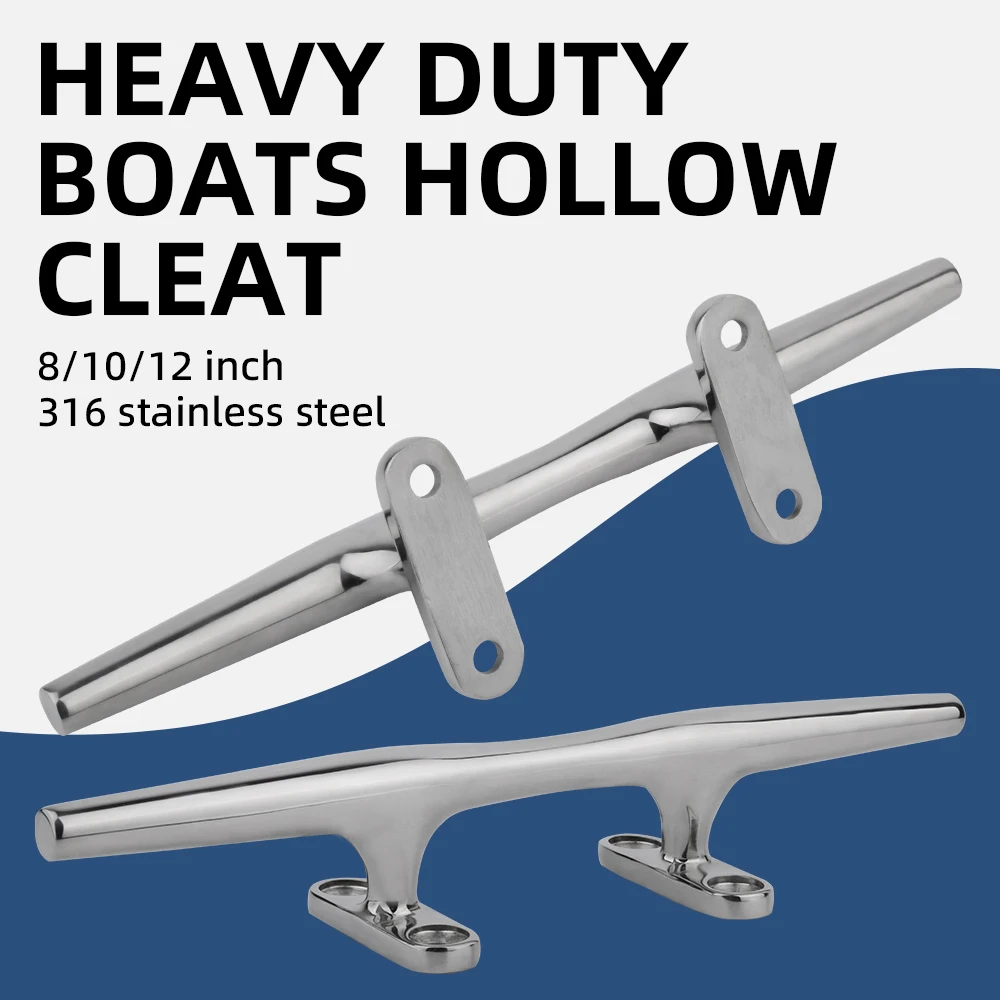 1Pcs 8/10/12 inch Boat Hollow Base Cleat Dock Cleats 316 Stainless Steel Marine Cleats Pull Up For Yacht Ship Auto Deck Ropes