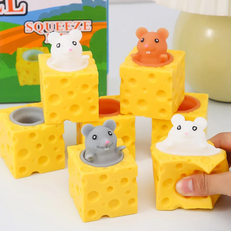 Stressabbauendes Haustier-Käsemäuse-Quetschspielzeug, Entlastungs-Eichhörnchen-Becher-Streichspielzeug, Fidget Toys