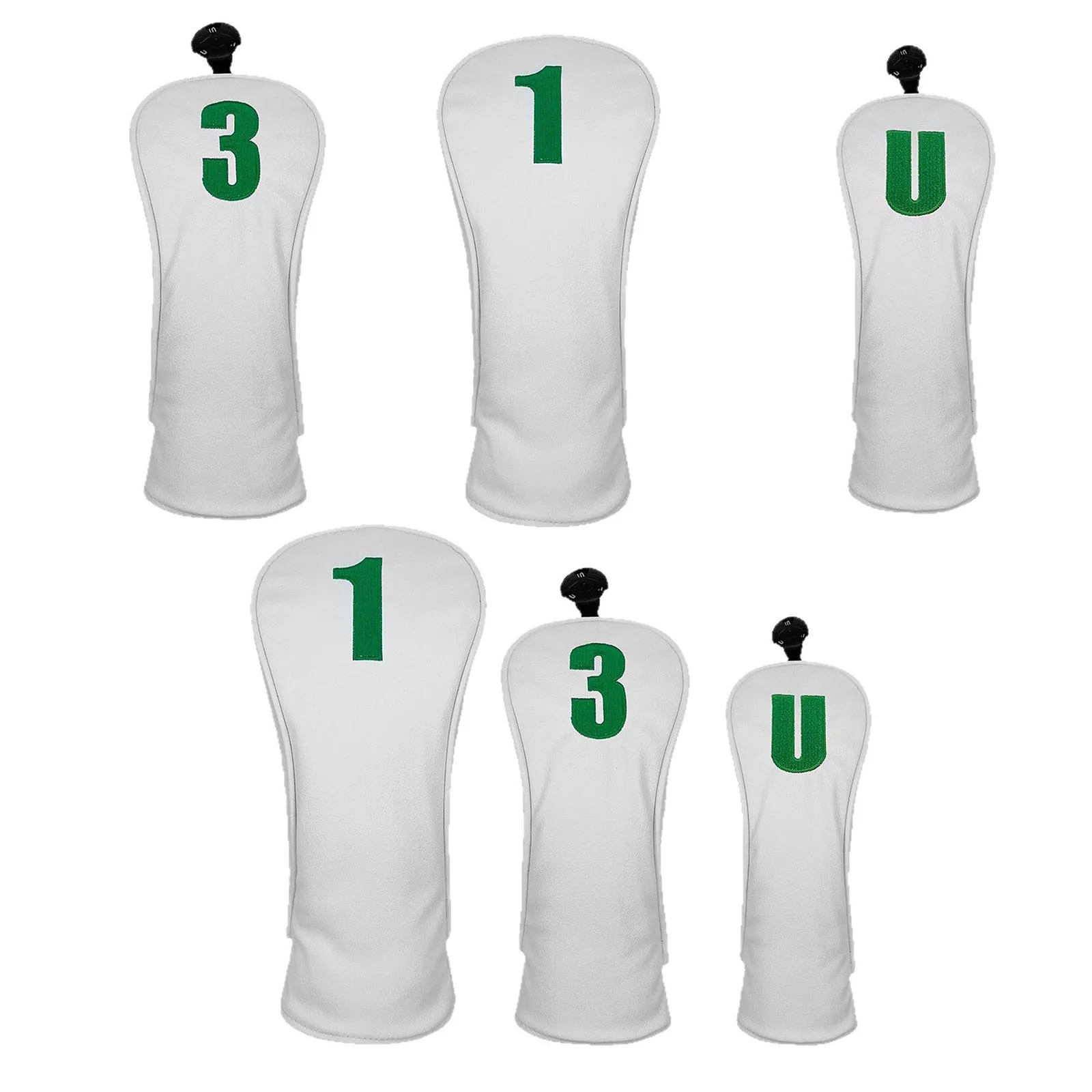Number Embroidery Golf Headcover Elastic Bands Water Resistant Leather Club Head Cover with Soft Lining  Drivers Fairway UT view 5
