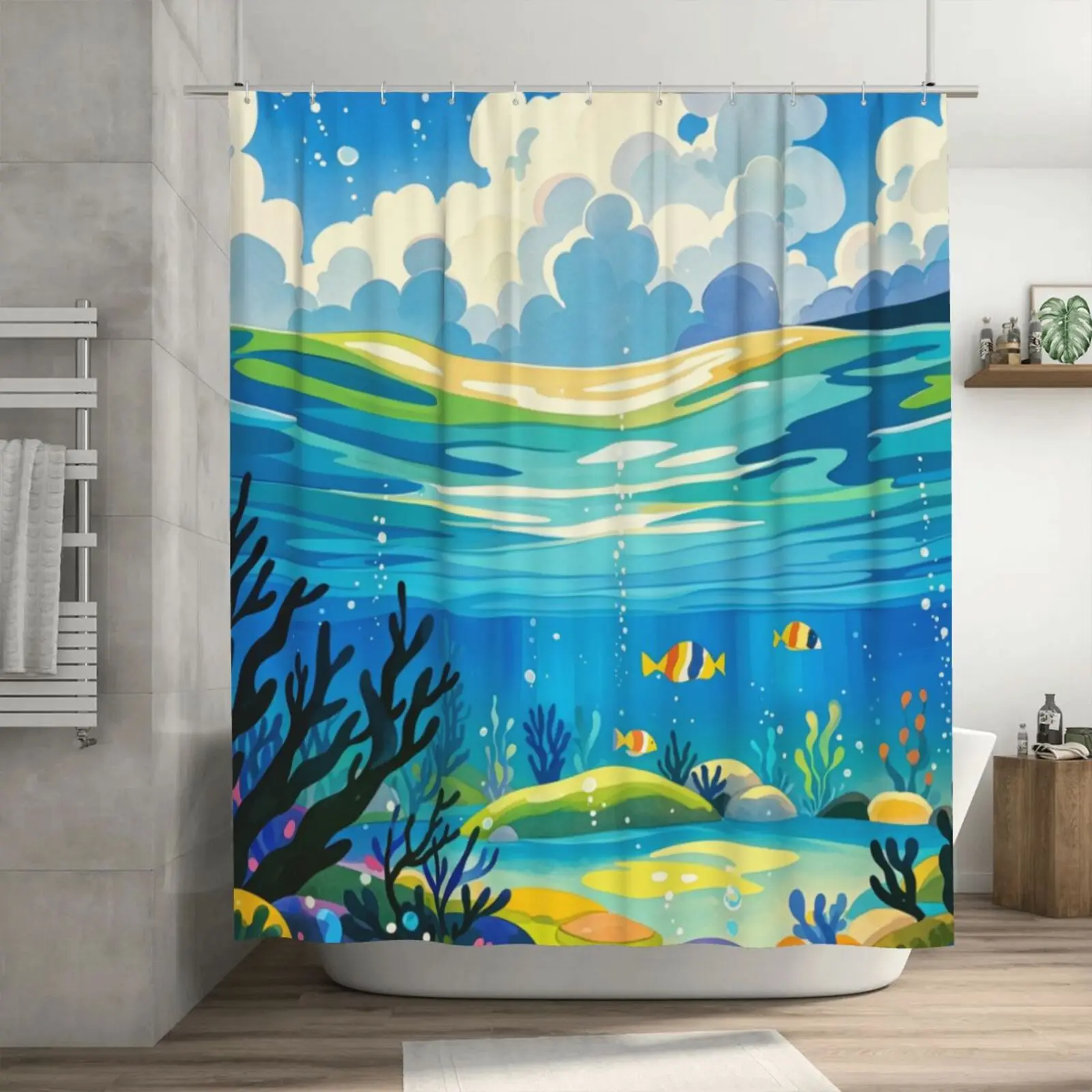 

Bathroom Curtains Ocean Style Bathroom Shower Curtains Polyester Curtains Bathroom Accessories Home Decoration 180*180CM