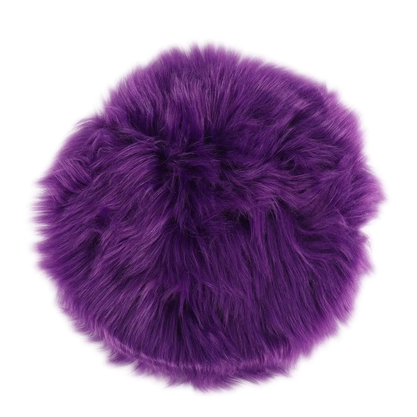 faux sheepskin wool carpet 30 x 30 cm Fluffy soft longhair decorative carpet cushion Chair sofa mat (Round purple)