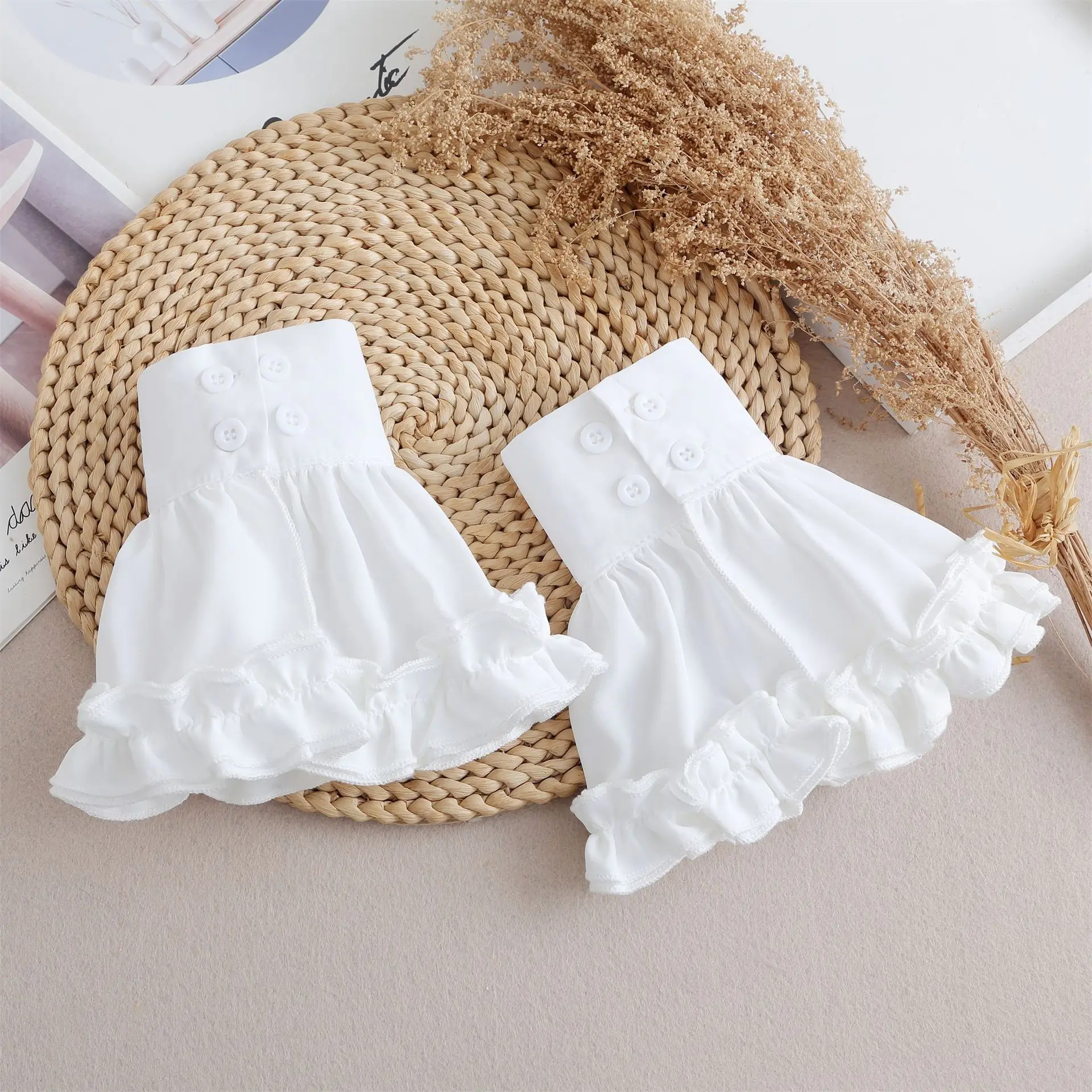 Plissado ruched punhos falsos elegante camisola blusa aquecedores de pulso mangas falsas alargadas femininas mangas destacáveis para mulher