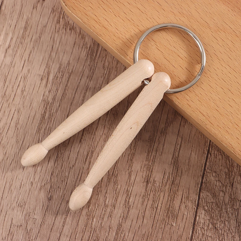 1Pc Mini Drum Sticks Keychain Wood Drumsticks Key Ring Chain Keyfob Percussion Gift Drum Stick Key Chain Hanging Accessories