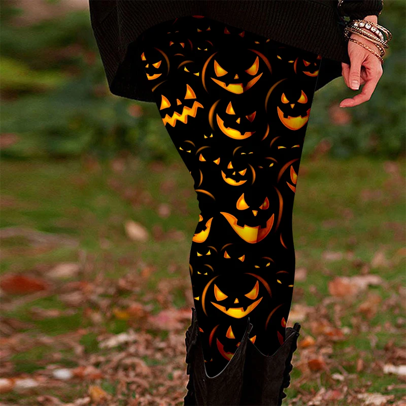 Leggings in poliestere con motivo floreale a teschio di zucchero per adulti - Pantaloni casual in tessuto slim fit per tutte le stagioni