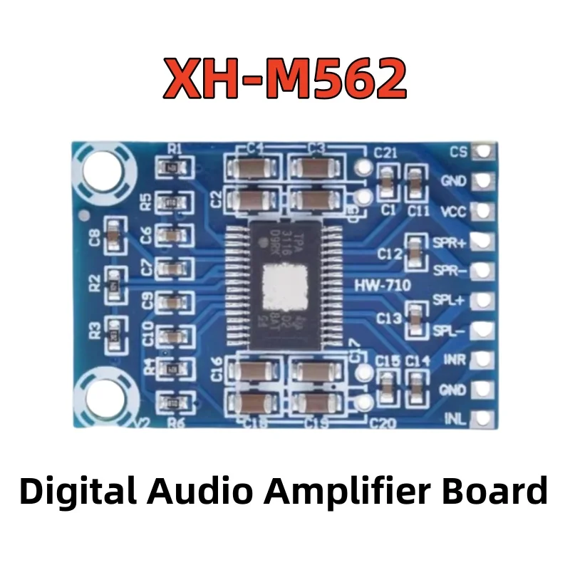 XH-M562 Ultra Thin TPA3116D2 Digital Audio Amplifier Board D-Class Amplifier Board Ultra Thin Dual 50W