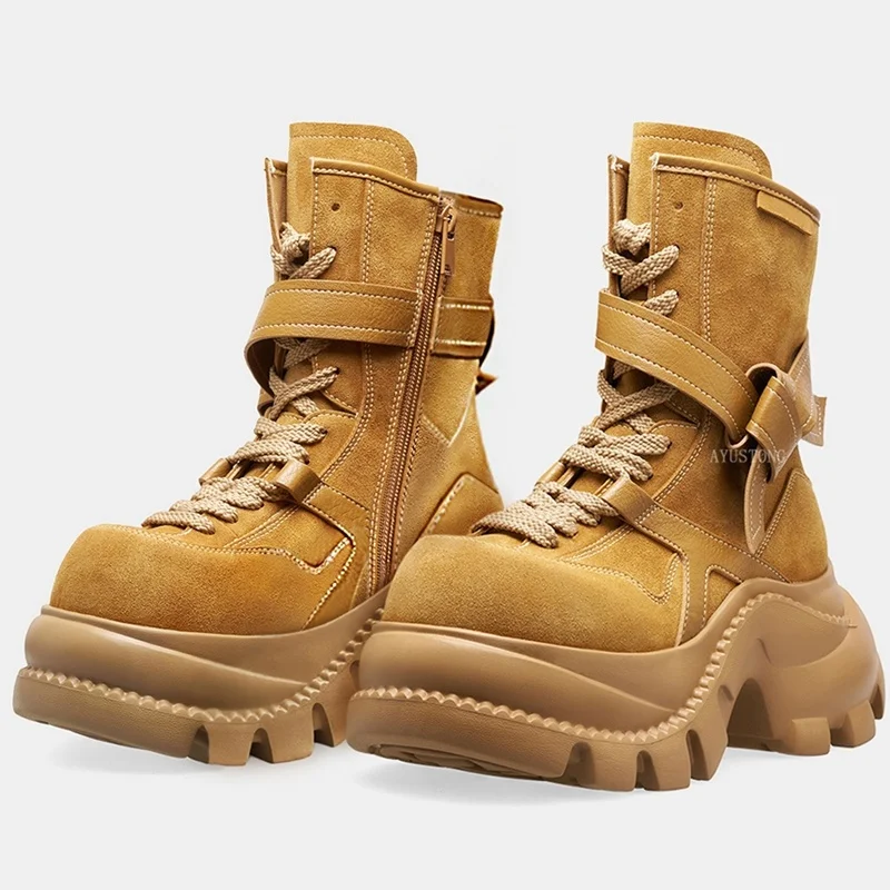 

Platfrom Lace Up Suede Motorcyle Boots Sexy Pointed Toe Accetp Customized New Arrivals Fashion Women Boots