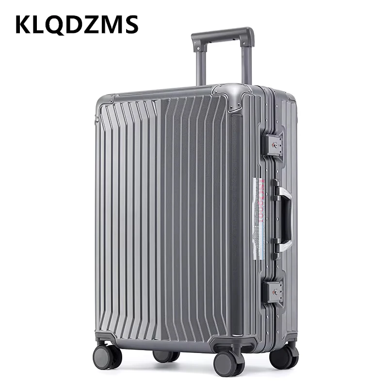 

KLQDZMS PC Cabin Suitcase Aluminum Frame Boarding Box 20"22"24"26”28 Inch Large Capacity Trolley Case with Wheels Luggage