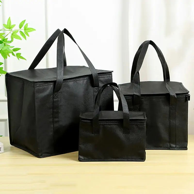 Large Insulated Delivery Bag Food Aluminum Foil Cooler Bag Foldable Portable Catering Grocery Bag Portable Camping Food Bag