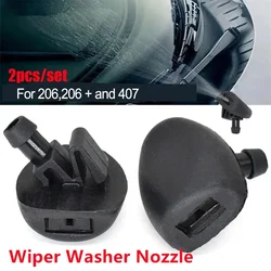 2Pcs Car Wiper Washer Nozzles Black Car Front Windscreen Wiper Water Washer Jet Nozzles For 407 206 C2 C5 6438Z1 Front Parts