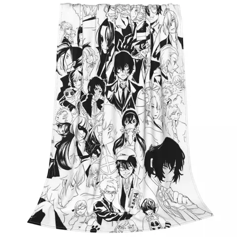 Bungou Stray Dogs Anime Manga Blanket Velvet Dazai Osamu Lightweight Throw Blankets for Airplane Travel Bedroom Quilt