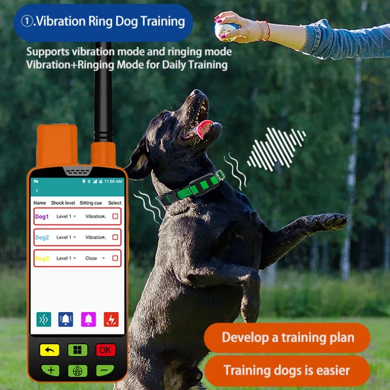 GPS Pet Training and Behavior Product Trackers Devices Dog Collar Dog Electronic Device With Handheld and 2 Training Collars