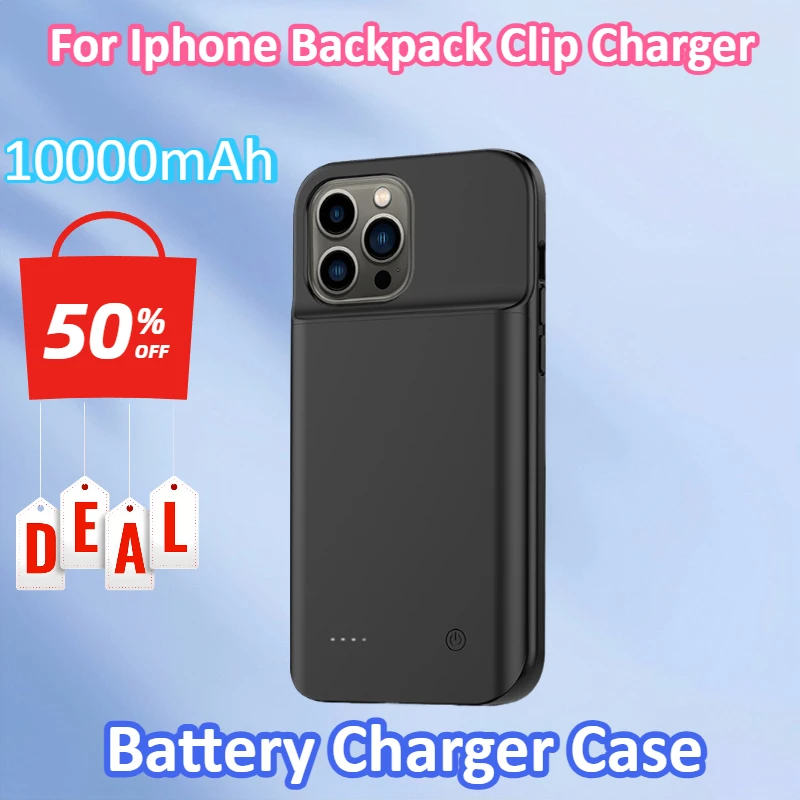 

New 10000mAh Battery Charger Case for Iphone 15 Plus 14 Pro 12 13 Mini ProMax 11 Pro X/Xs XR XsMax Portable Back Clip Power Bank