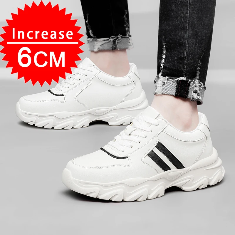 Elevator Shoes for Man Height Increase 6cm Luxury Brand Lift Sports Genuine Leather Men's Hidden Heels Increasing Casual Shoes