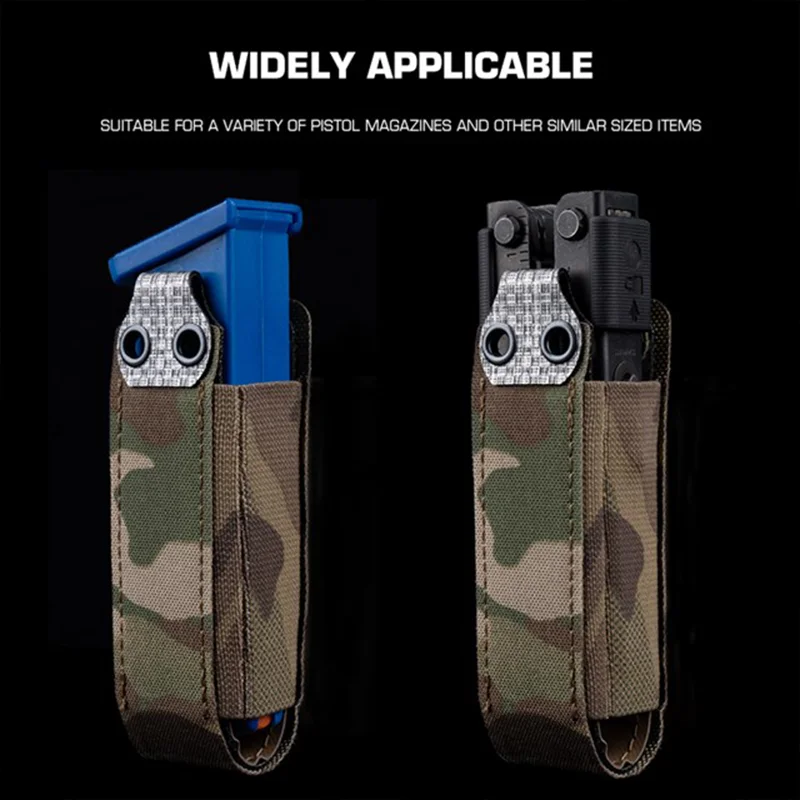 Elastic Pistol Mag Pouch 9MM Elastic 9mm Pistol Magazine Pouch Quick Access MOLLE Panel Airsoft Sidearm Organizer view 3