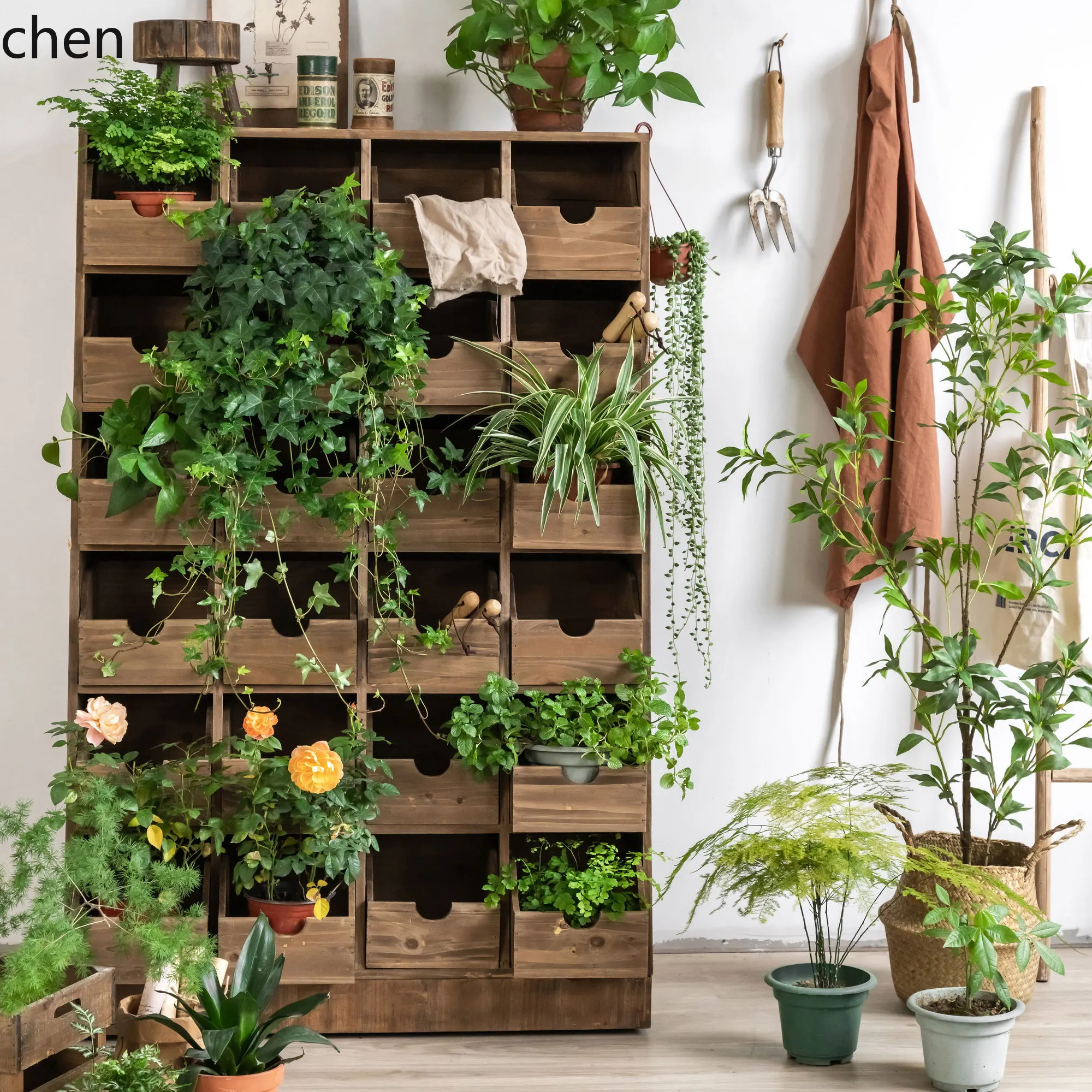 QZT home storage locker living room dining side drawer mobile solid wood chest