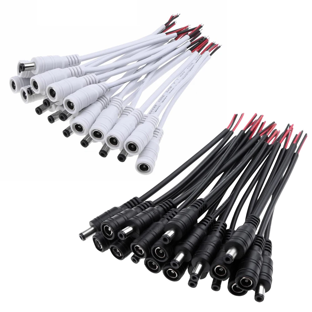 Connecteur 22awg cc 5.5x2.1mm, câble d'alimentation mâle/femelle, Jack 15cm 5-12V, adaptateur d'alimentation, fil d'extension pour bande lumineuse LED CCTV
