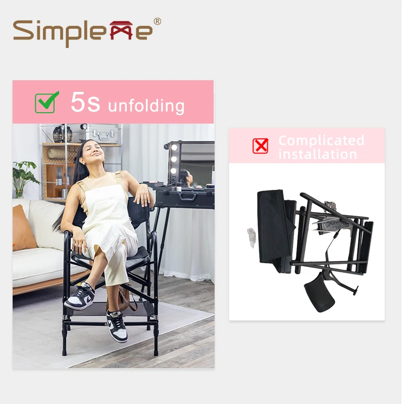 Simpleme Adjustable Lightwehti 4.5kgs Makeup Artist Chair