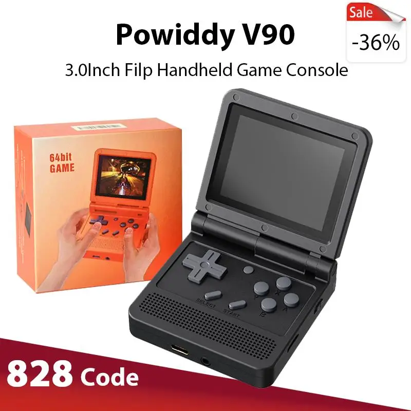 

Powkiddy V90 3.0Inch IPS Screen Retro Video Game Console Open Source PS1 Mini Portable Handheld Game Console 64G 15000Games