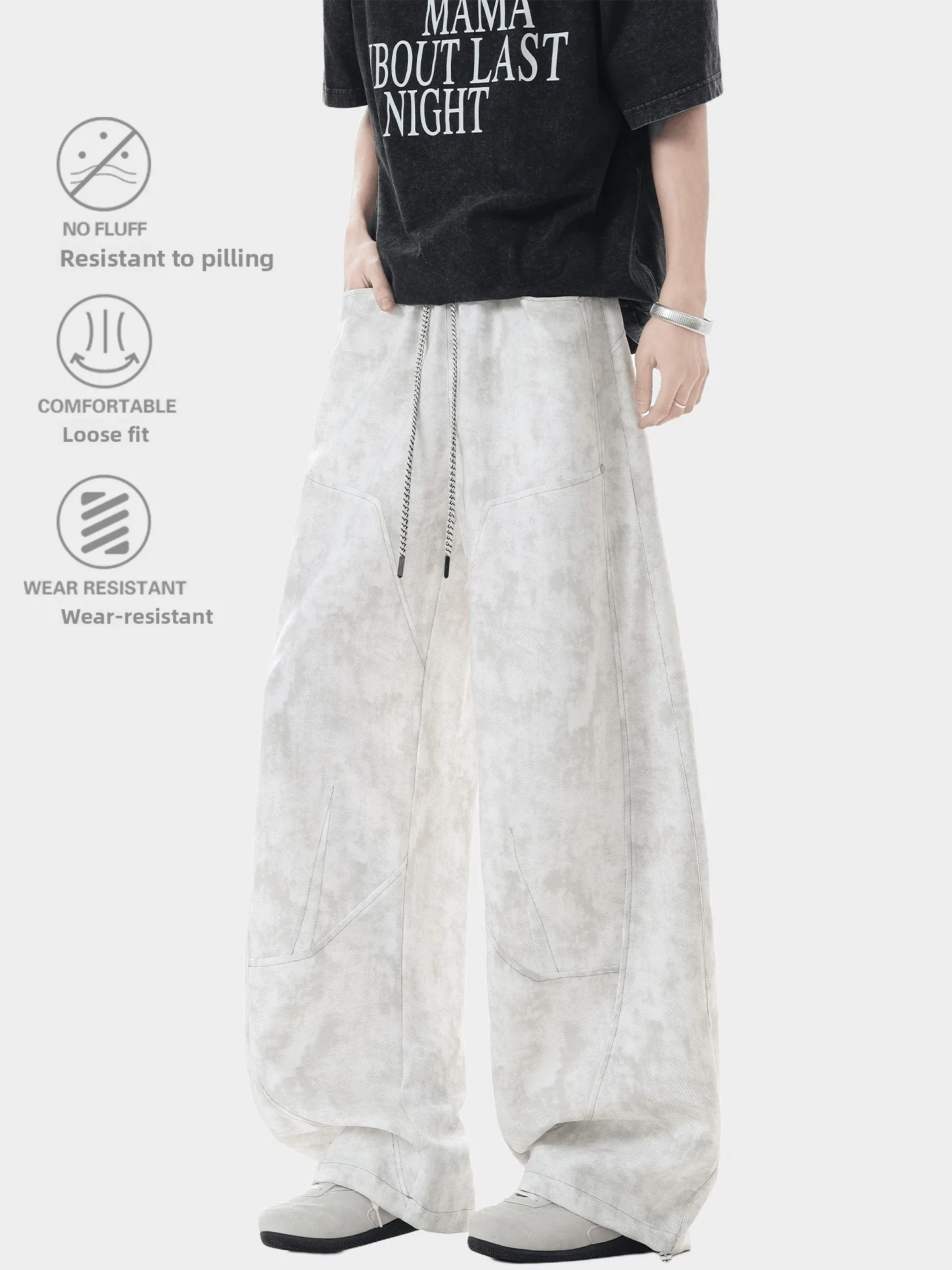 

American Retro Tie Dye Print Jeans Men Women Loose Fit Summer Slimming Design Knife Workwear Trousers Casual Pants