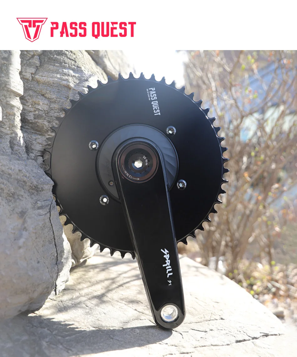 Pass quest x110 bcd (4-bolt aero) rundes schwarzes schmales breites Kettenblatt – Detail 1