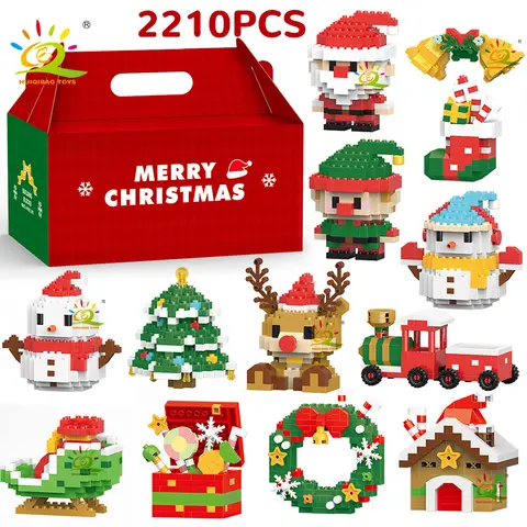 Christmas Gift HUIQIBAO Mini Tree HUIQIBAO Children Mini Christmas Tree Santa Claus Snowman Model Micro Bricks Building Block DIY Elk Bricks Toys for Adult Gift