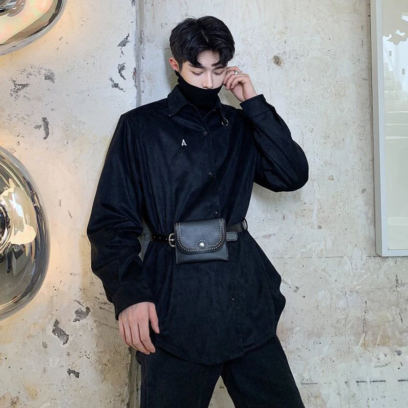 LUZHEN Men's Sleeve 2026 Long Spring Shirts High Quality Fashion Elegant Belt Pockets Decorate Casual Male Clothes Trendy JY8436