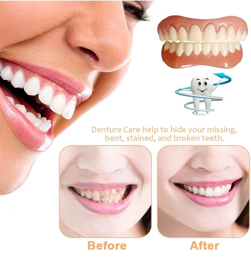 

Силиконовый набор для зубных протезов, временные ортодонтические зубы, мягкие вкладыши для зубных протезов, отбеливание зубов, верхний и нижний набор, искусственные зубы, уход за полостью рта